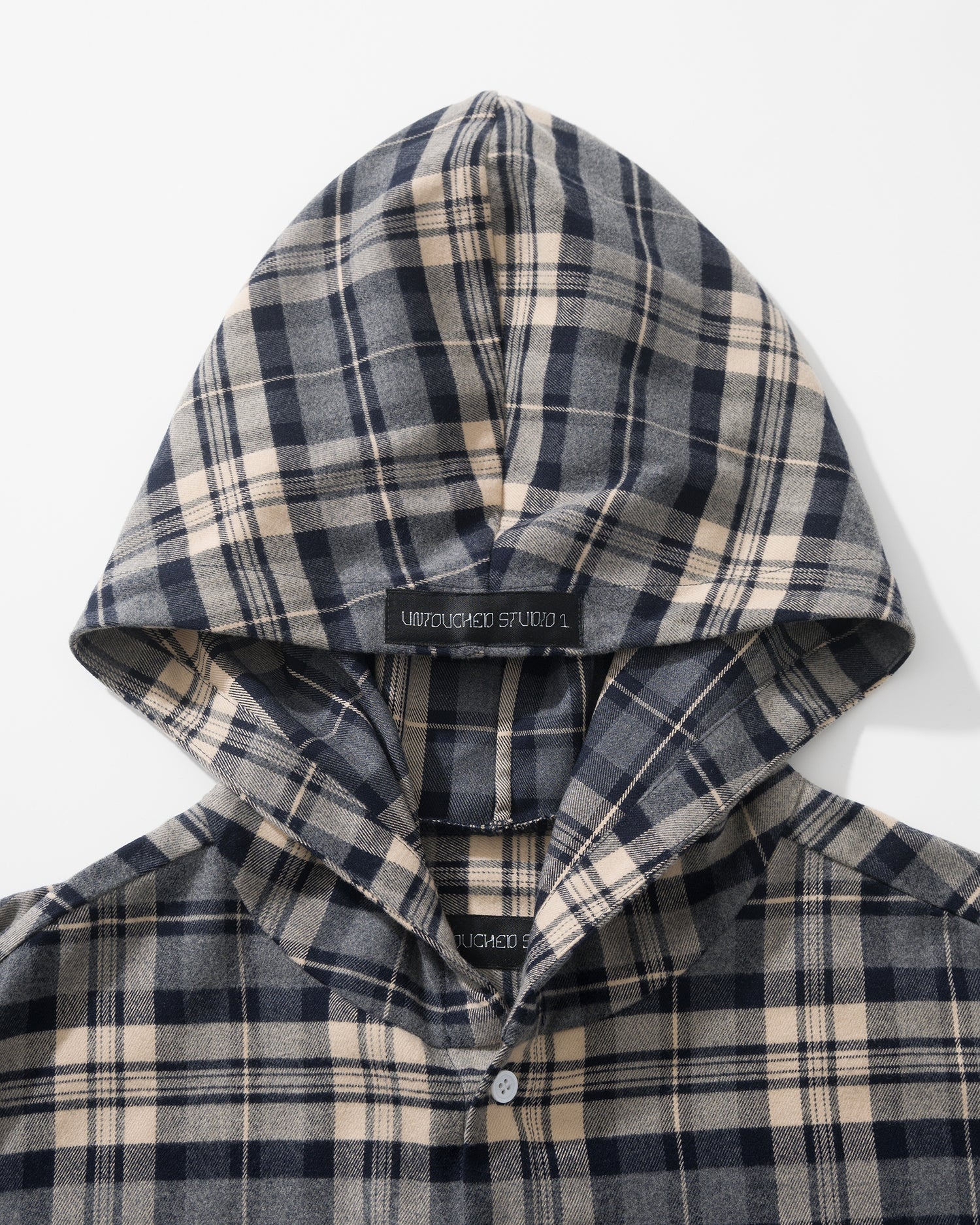 US037 - HOODED OVERSIZED SHIRT JACKET / CHECKED BLUE