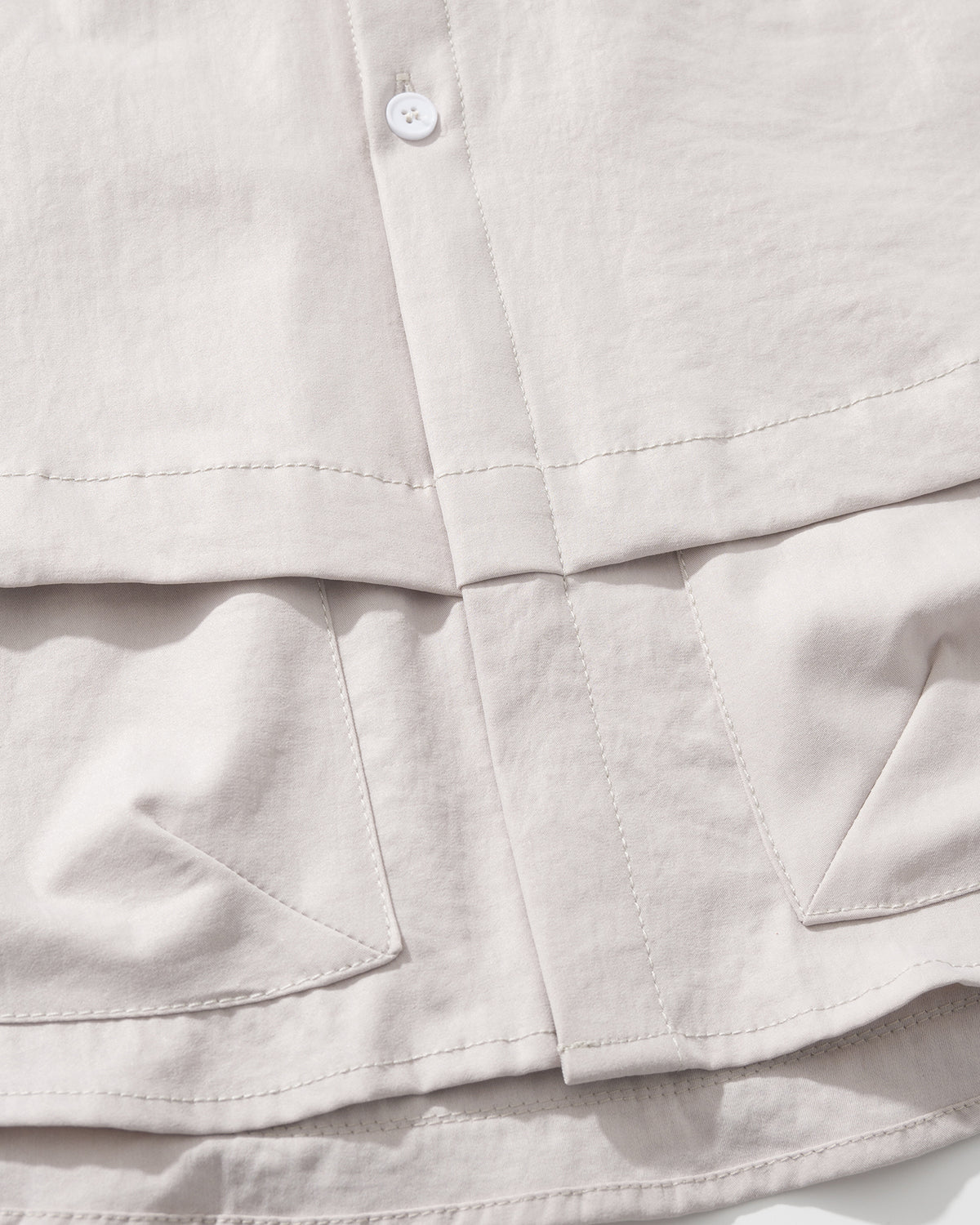 NOT WORKING NW304 LAYERED POCKET OVERSIZED SHIRT 淺灰色 雙層下擺及前幅立體口袋