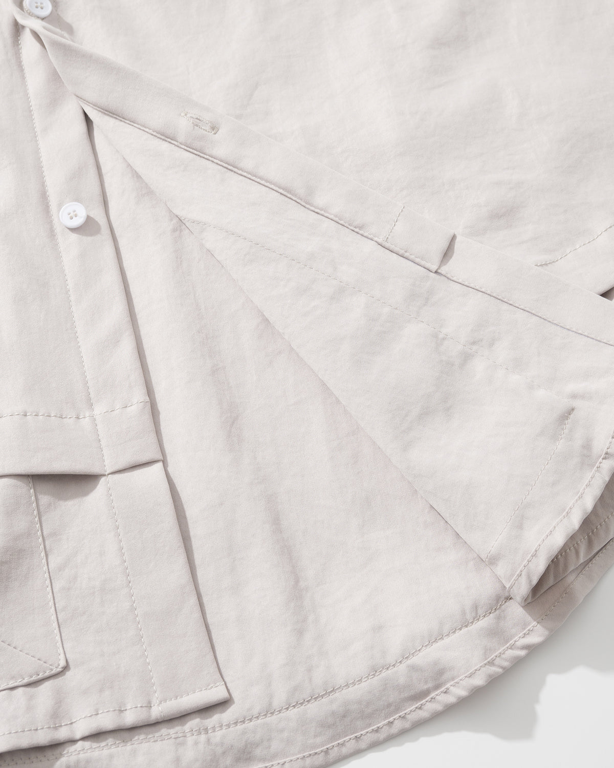 NOT WORKING NW304 LAYERED POCKET OVERSIZED SHIRT 淺灰色 前襟及雙層下擺內側