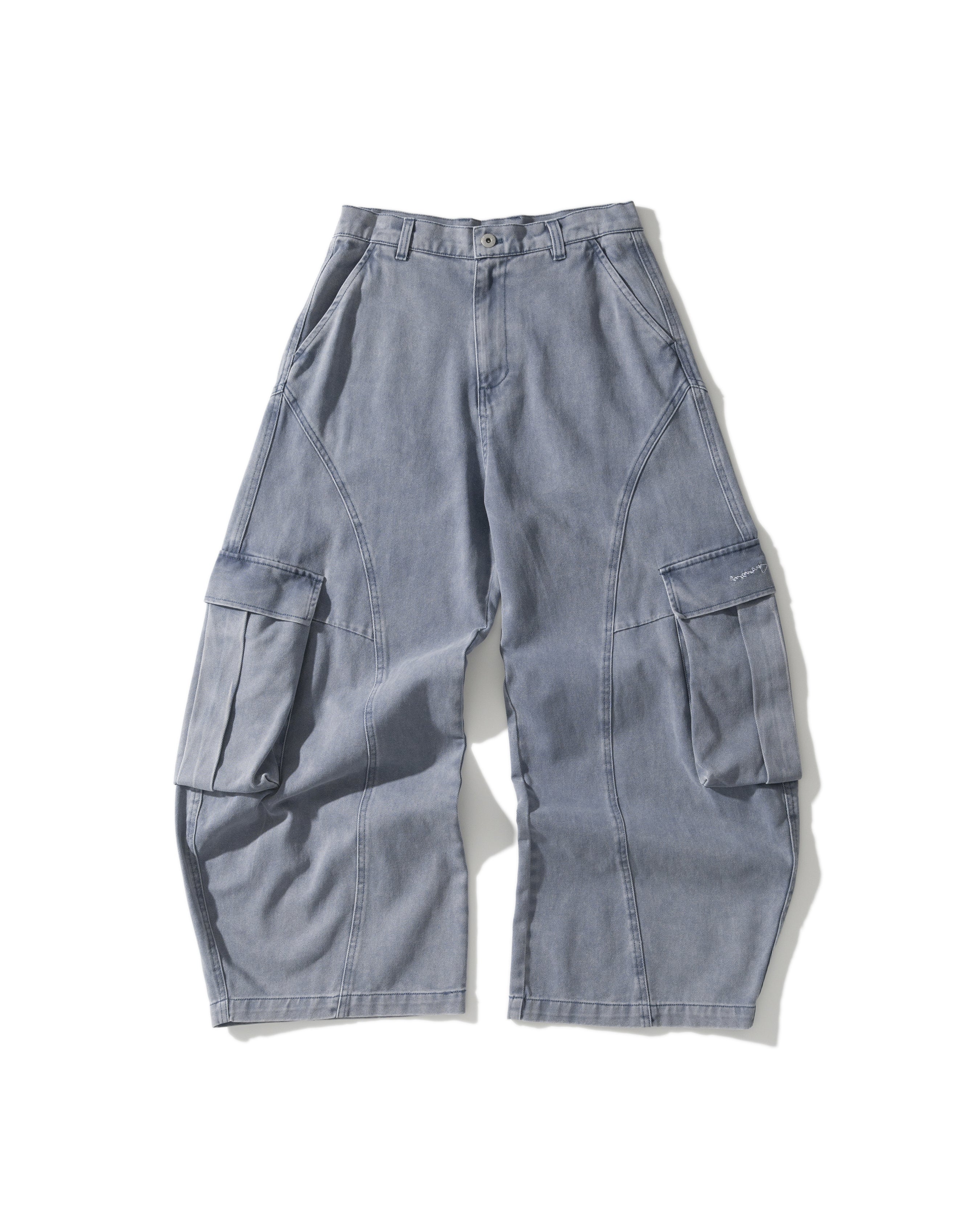 US023V2 - WAHSED CARGO BUGGY PANTS / LIGHT BLUE