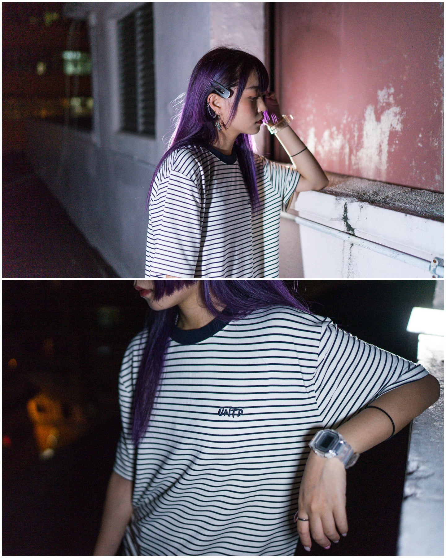 UT082WH | STRIPE TEE-TEE-UNTOUCHED UNITED
