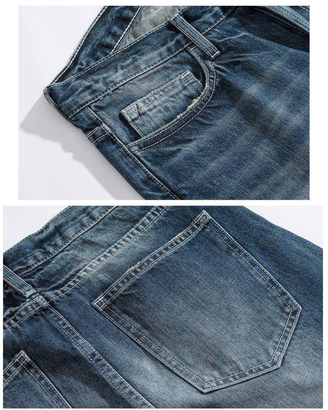 DJ004NY | WASHED RED LINE DENIM JEANS-JEANS-UNTOUCHED UNITED