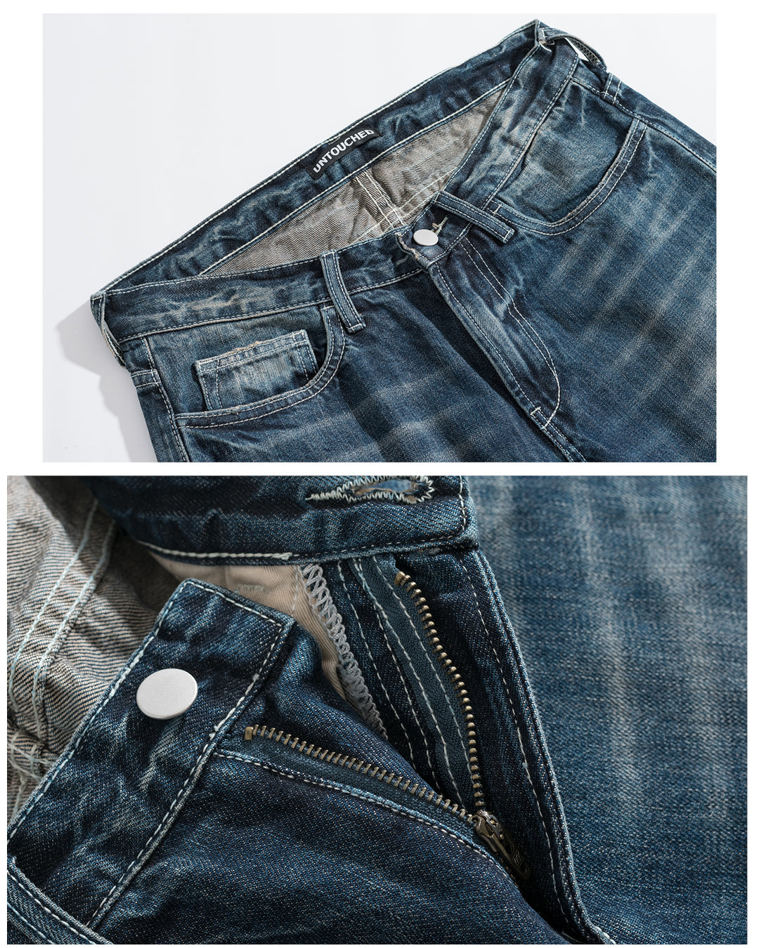DJ005NY | DESTROY RED LINE DENIM JEANS-JEANS-UNTOUCHED UNITED