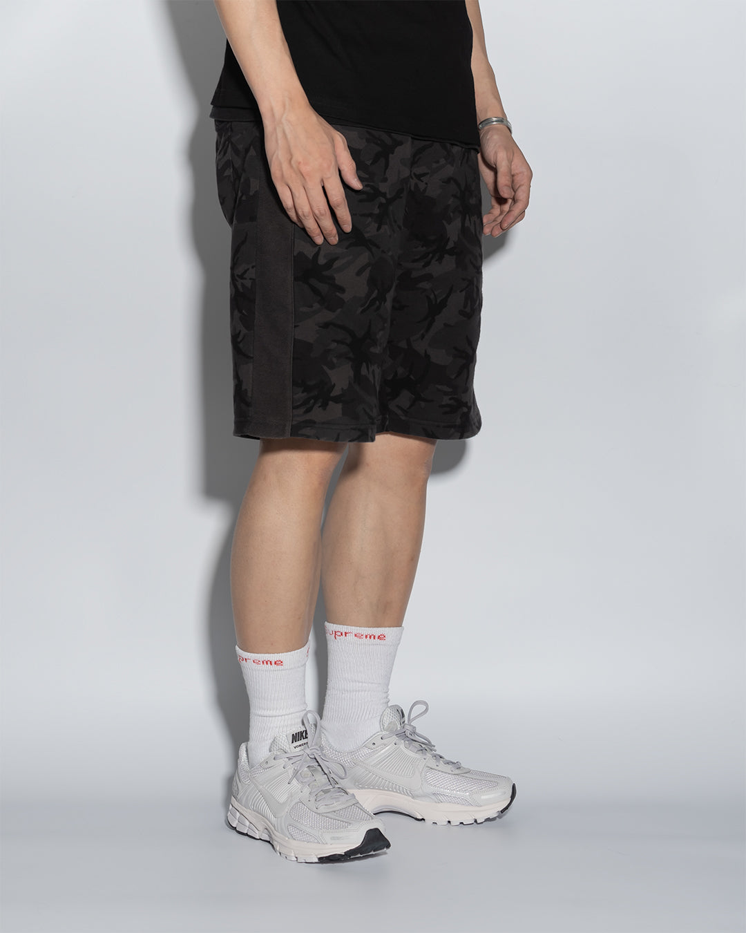 UT056BK | CAMO BLACK SWEAT SHORTS-SHORTS-UNTOUCHED UNITED