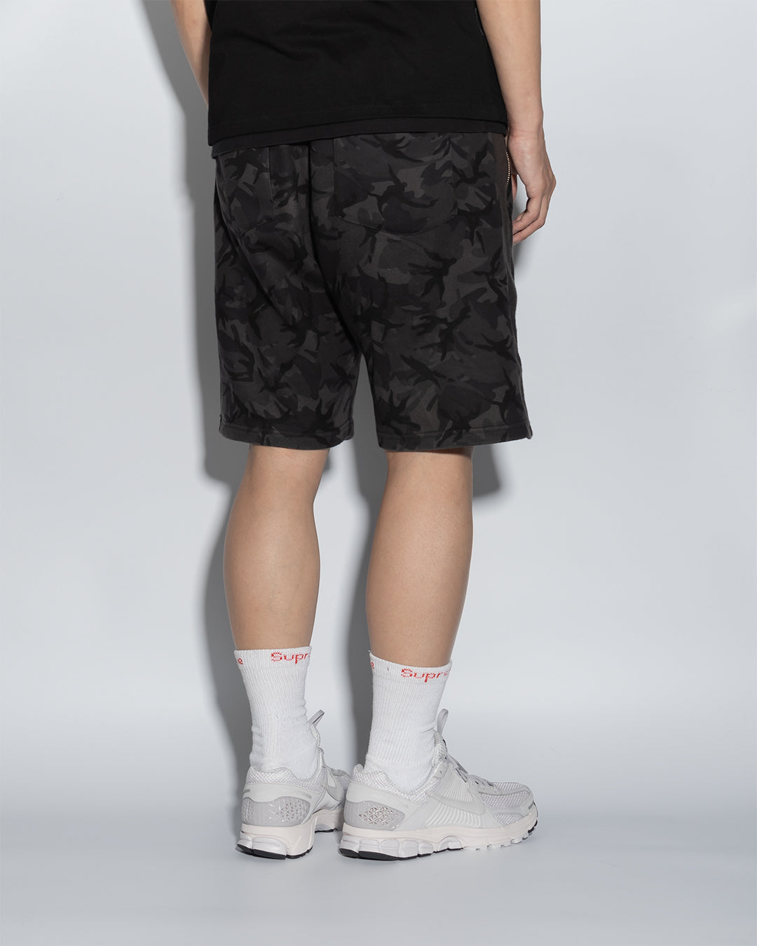 UT056BK | CAMO BLACK SWEAT SHORTS-SHORTS-UNTOUCHED UNITED