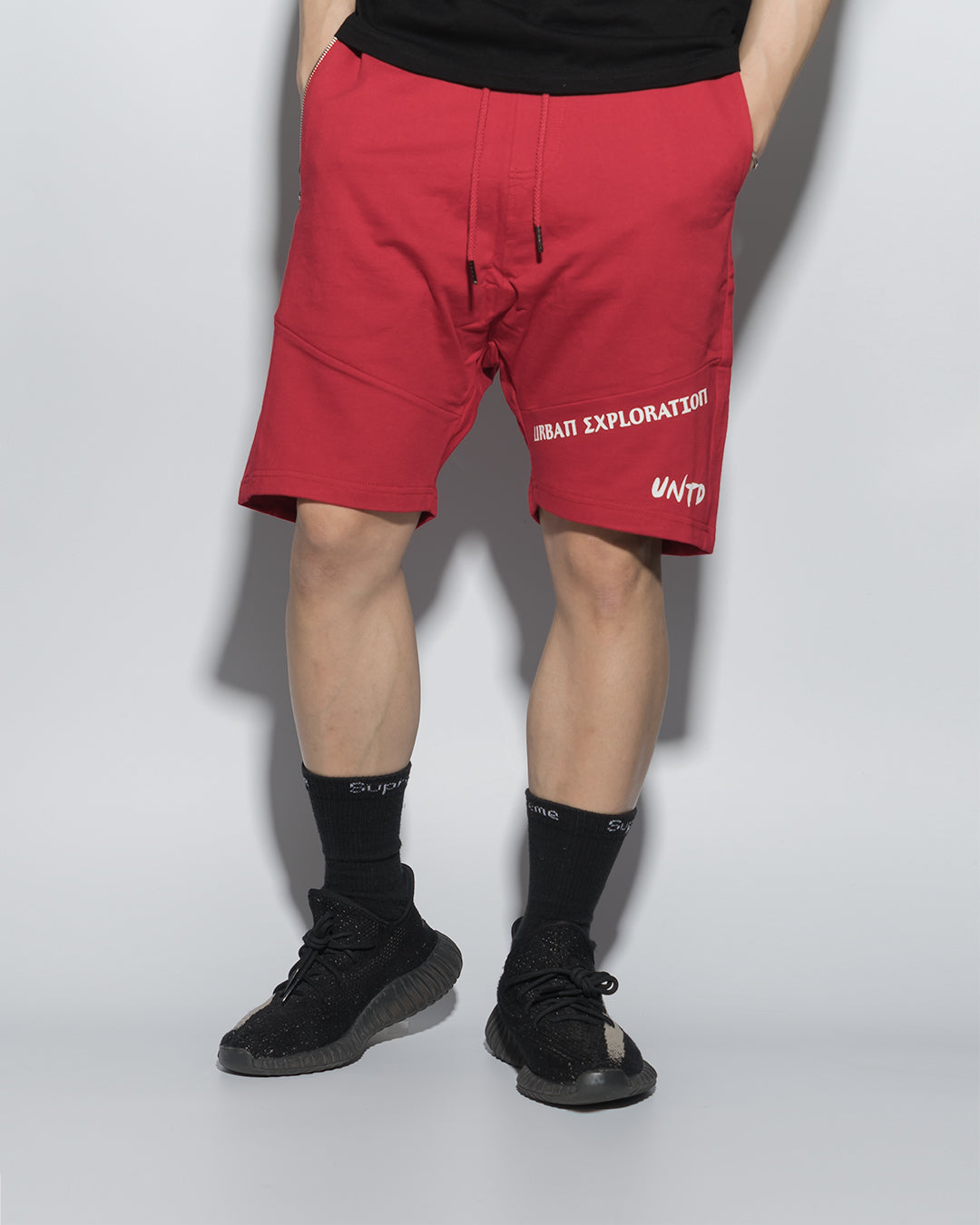 UT054RD | URBANEXPL KITTED SHORTS-SHORTS-UNTOUCHED UNITED