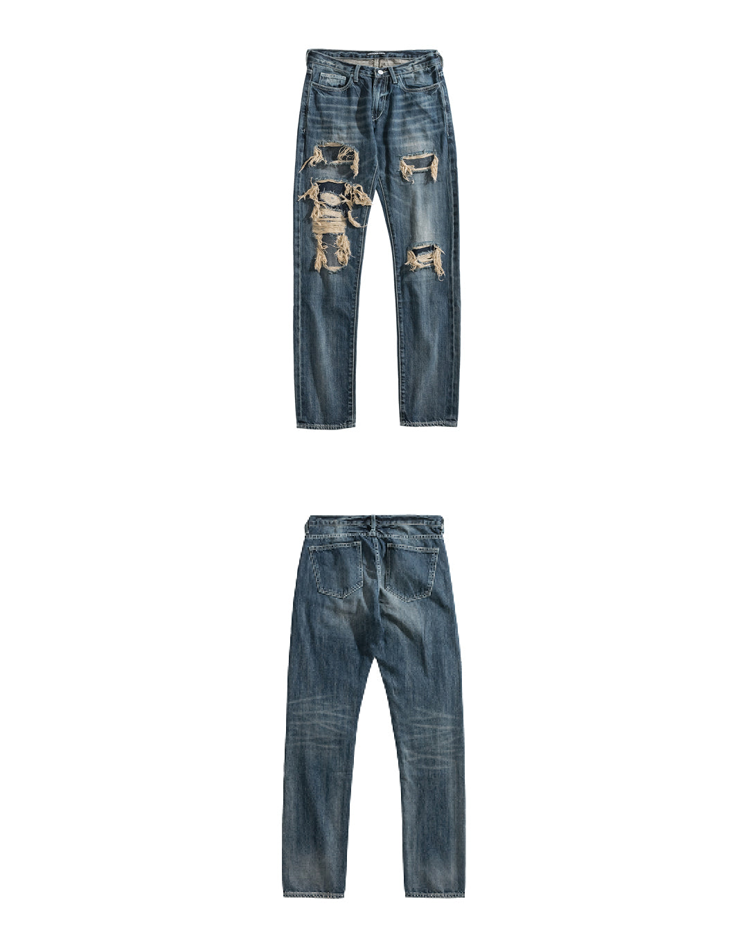 DJ005NY | DESTROY RED LINE DENIM JEANS-JEANS-UNTOUCHED UNITED