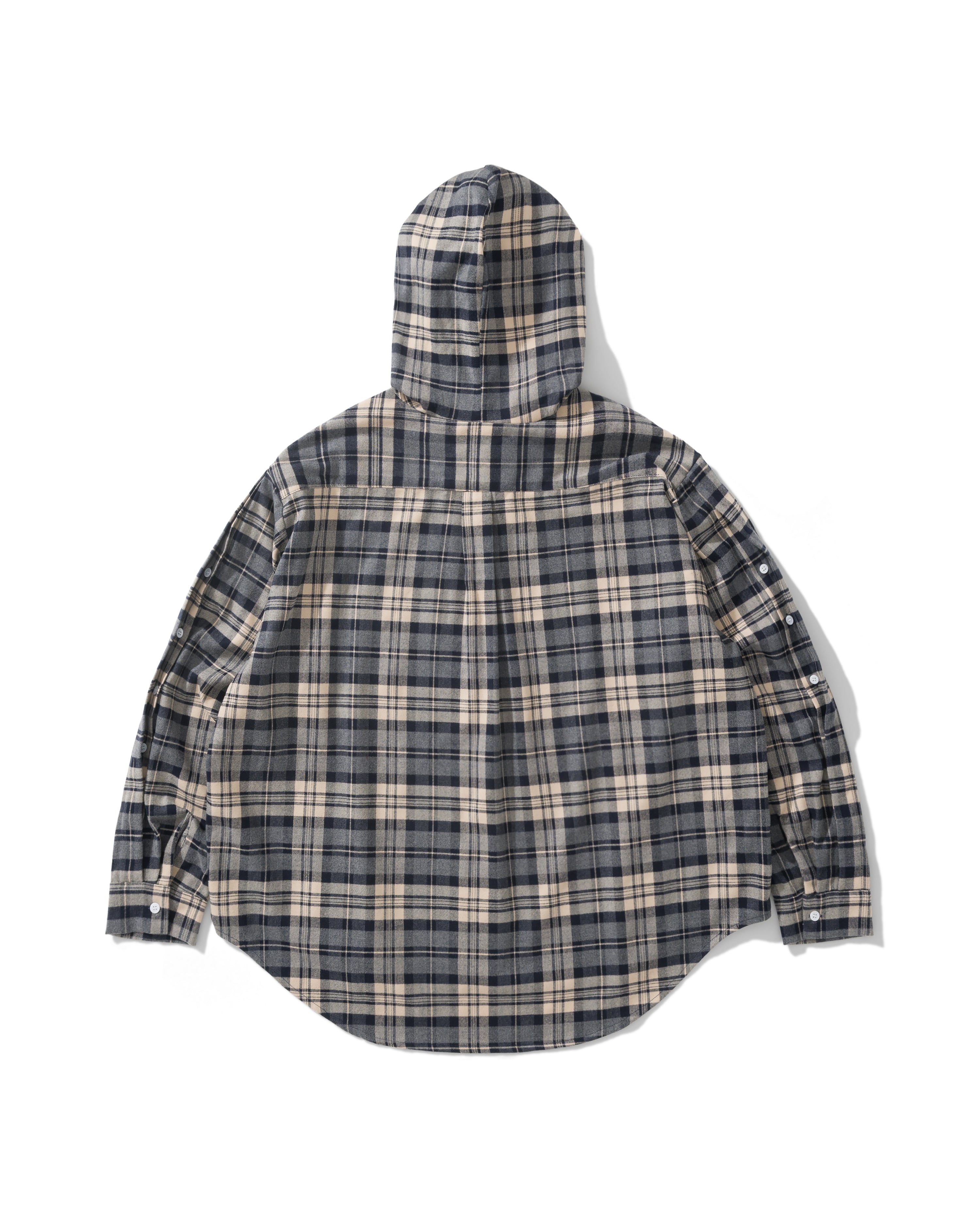 US037 - HOODED OVERSIZED SHIRT JACKET / CHECKED BLUE