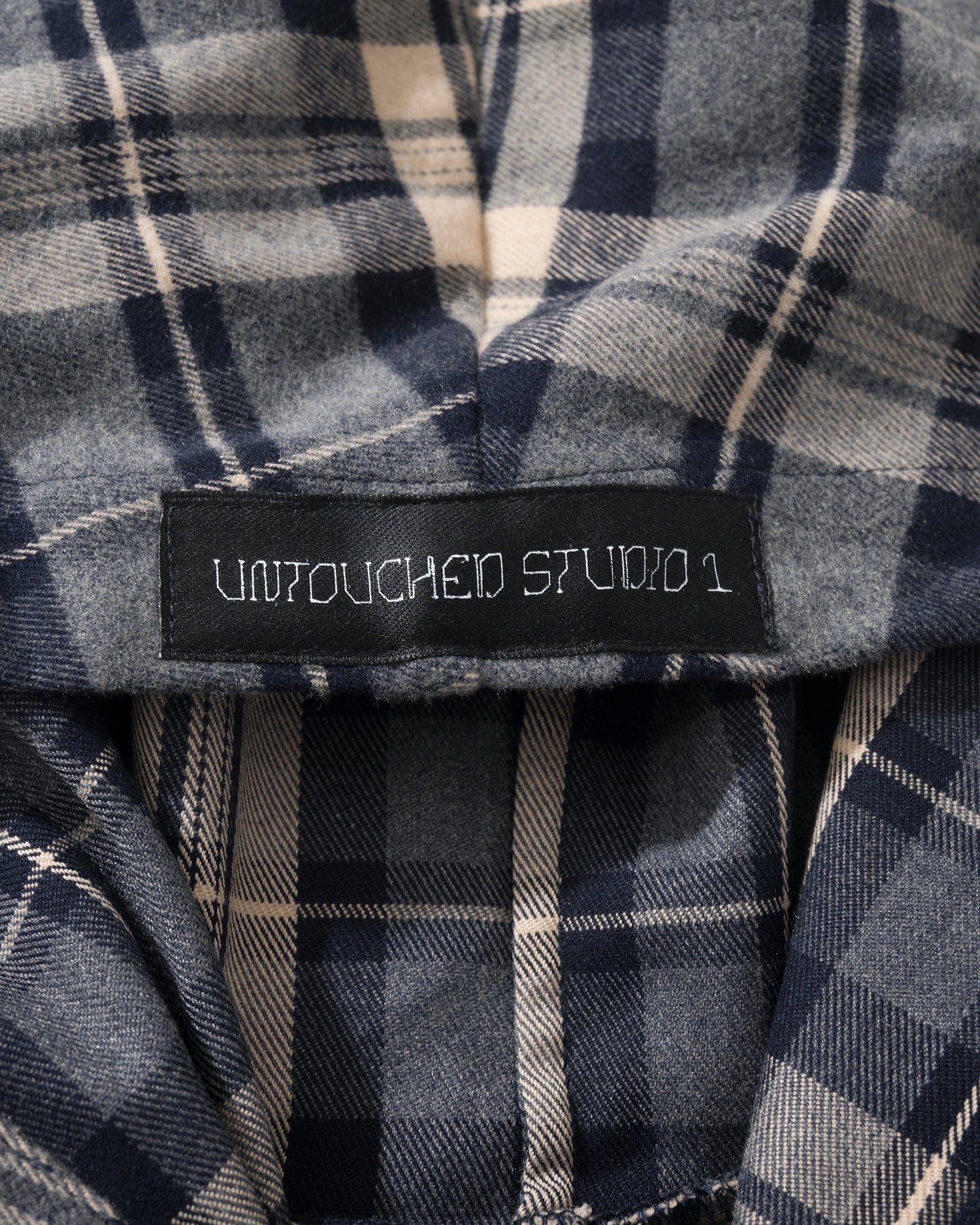 US037 - HOODED OVERSIZED SHIRT JACKET / CHECKED BLUE