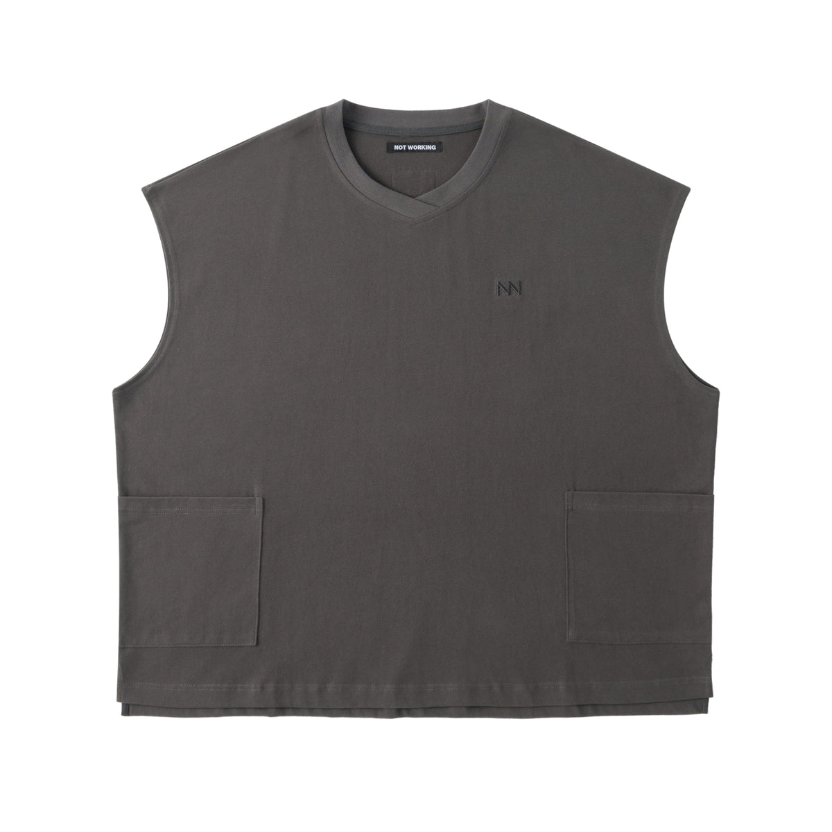 NW VI / NW223 / V-NECK POCKET VEST / DARK GREY