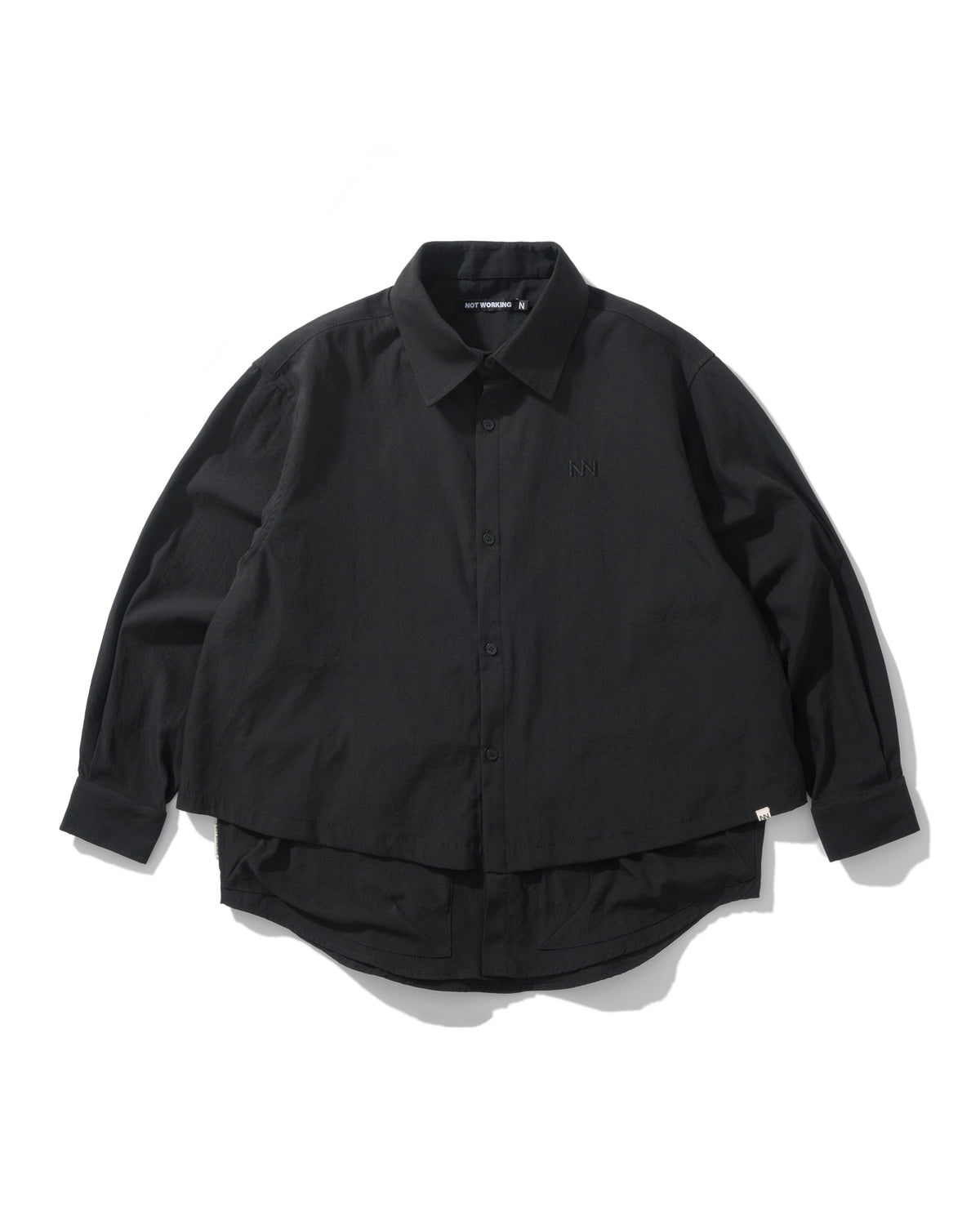 NOT WORKING NW304 LAYERED POCKET OVERSIZED SHIRT 黑色 正面