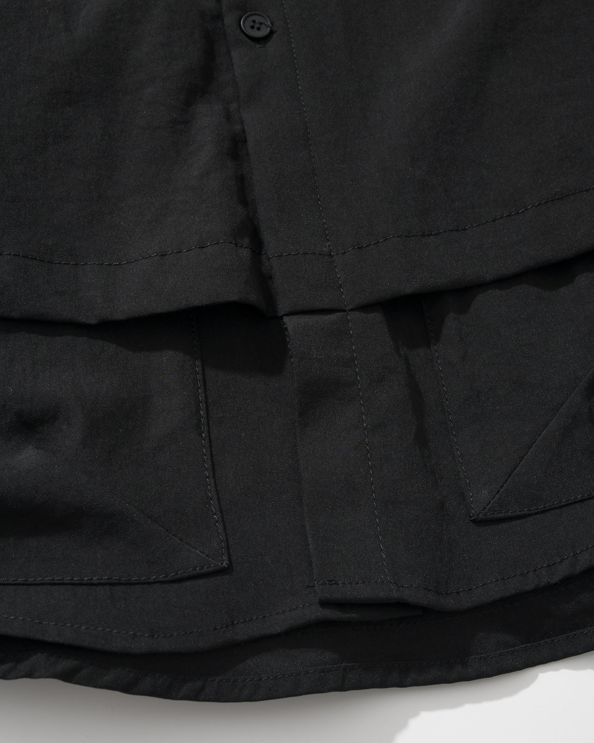 NOT WORKING NW304 LAYERED POCKET OVERSIZED SHIRT 黑色 雙層下擺及前幅立體口袋