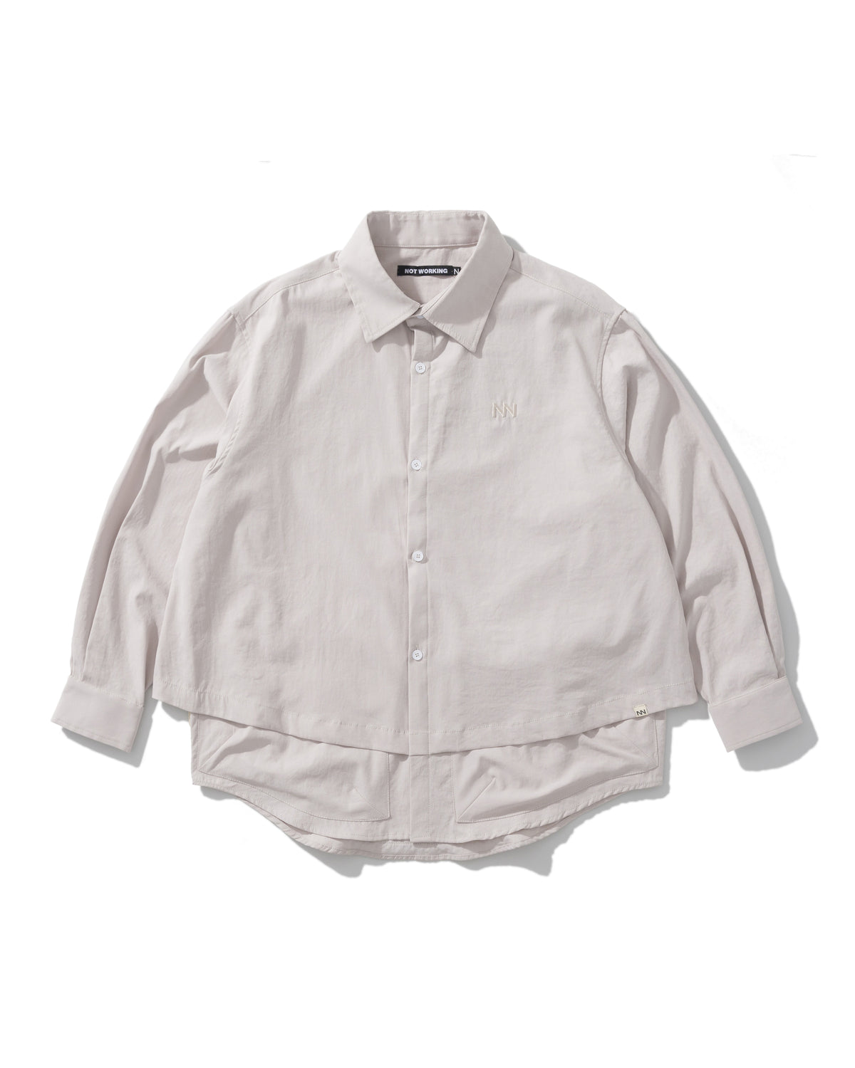 NOT WORKING NW304 LAYERED POCKET OVERSIZED SHIRT 淺灰色 正面