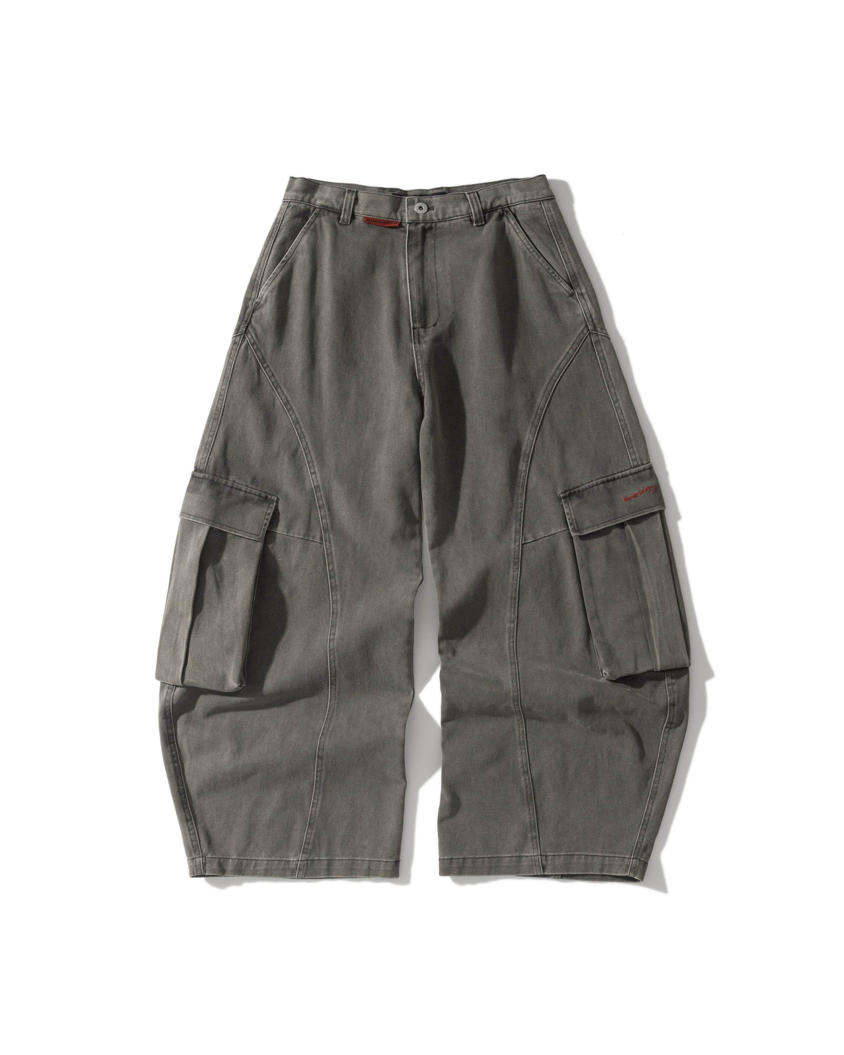 US023V2 - WAHSED CARGO BUGGY PANTS V2 / STONE GREY