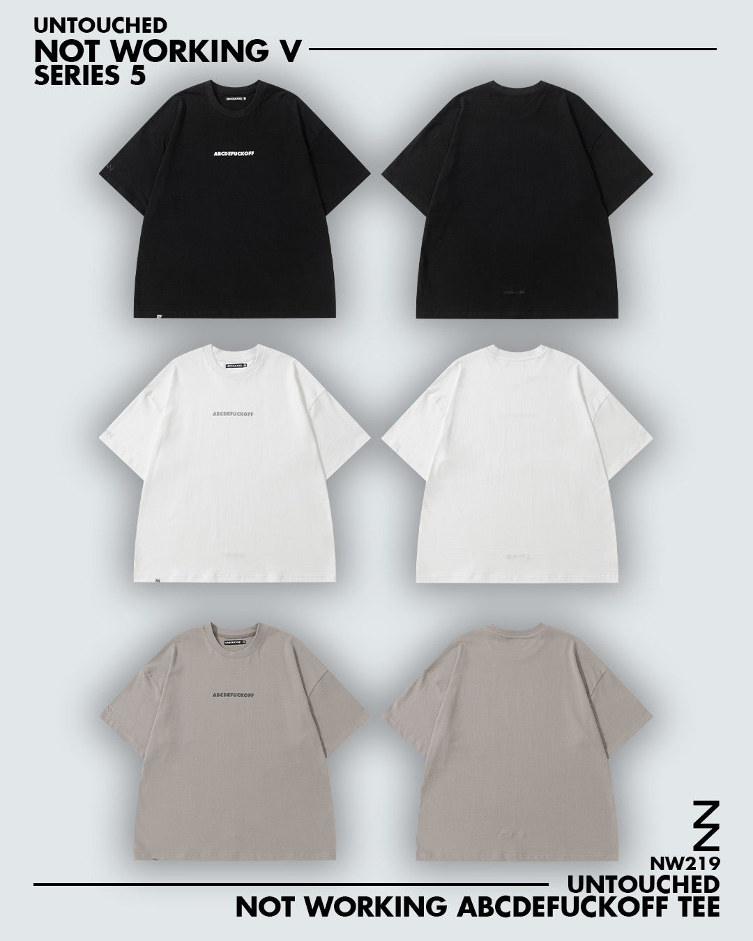 NW219BK | ABCDEFUCKOFF BLACK TEE | NOT WORKING V